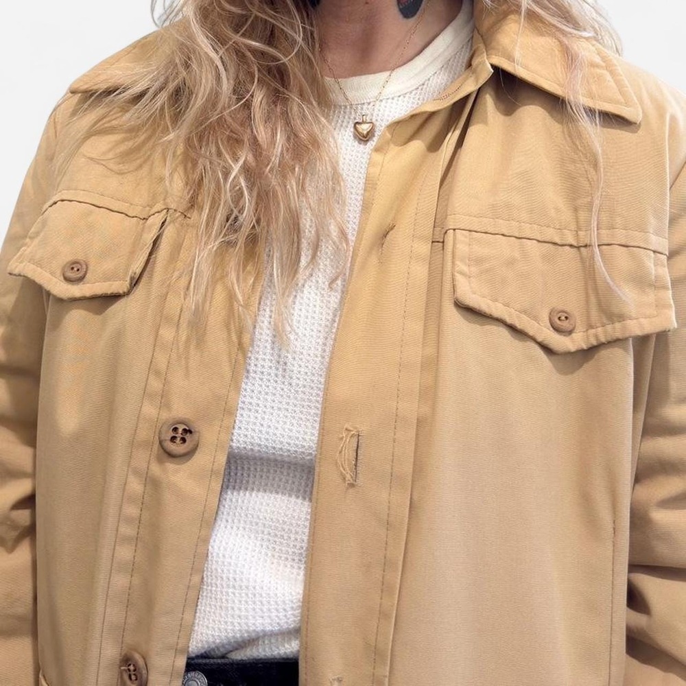 Vintage 1970s Tan 4 Pocket Jacket with Faux Fur lining - Picture 4 of 4
